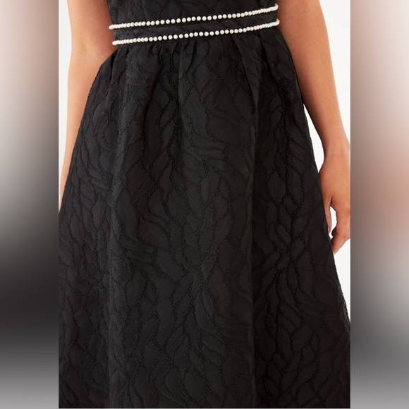 New Abbey Glass Victoria Black Textured Satin Jacquard Dress size Small - Picture 3 of 16